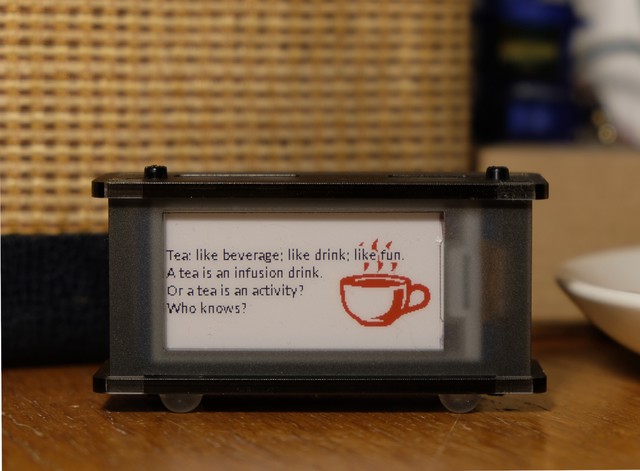 Tea: like beverage; like drink; like fun. / A tea is an infusion drink. / Or a tea is an activity? / Who knows?